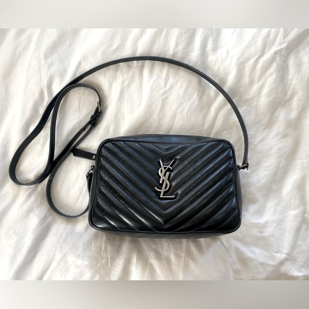 Authentic Saint Laurent Medium Lou Calfskin Leather Camera Bag
